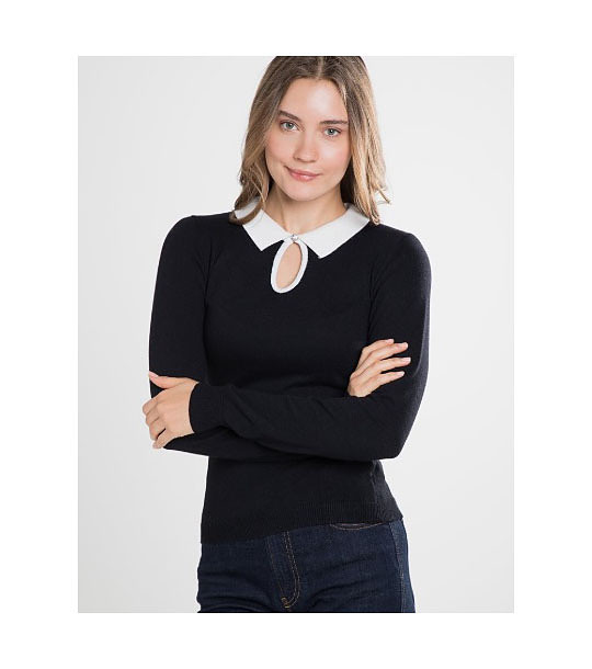 Ефектен дамски пуловер в черно и бяло Ramira снимка