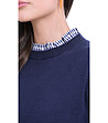 Дамски тъмносин пуловер с естествени влакна Brina-3 снимка