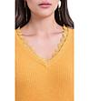 Дамски пуловер с кашмир цвят горчица Magnat-3 снимка