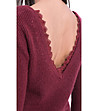 Ефектен дамски пуловер в цвят бордо Serena-3 снимка