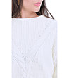 Дамски плетен пуловер в екрю с мохер и кашмир Regata-3 снимка