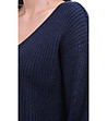 Плетен дамски тъмносин пуловер с мохер и кашмир Julka-3 снимка