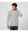 Светлосив мъжки пуловер с кашмир и коприна Adrian-0 снимка