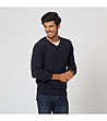 Тъмносин мъжки пуловер с кашмир и коприна Adrian-0 снимка