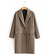 Кафяво вълнено дамско палто на каре Elegance-2 снимка