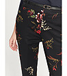 Черен дамски памучен панталон с флорални мотиви-2 снимка