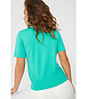 Дамска блуза от памук и кашмир в цвят тюркоаз Alene-1 снимка
