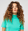 Дамска блуза от памук и кашмир в цвят тюркоаз Alene-2 снимка