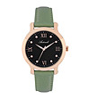 Розовозлатист дамски часовник Izara с релефна каишка в зелено-0 снимка