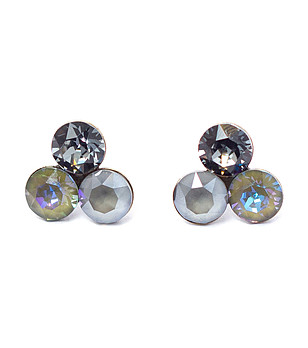 Дамски позлатени обеци със сиви кристали Klea снимка