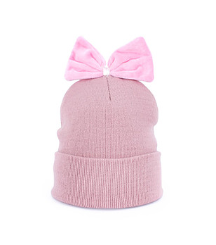 Детска розова шапка с панделка снимка