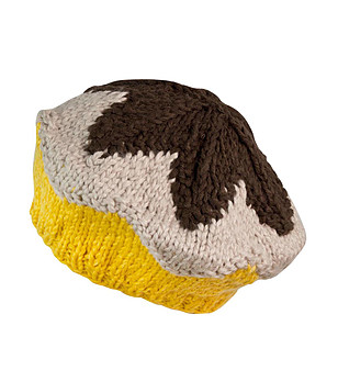 Дамска шапка в кафяво, бежово и жълто снимка
