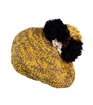Плетена дамска шапка в жълт меланж снимка