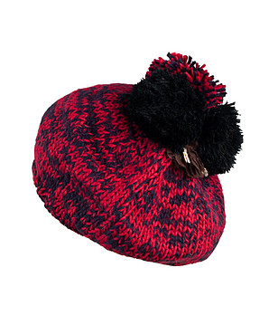 Плетена дамска шапка в меланж на червен нюанс снимка