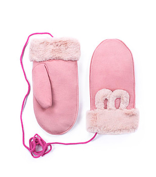 Розови дамски ръкавици с ушички снимка