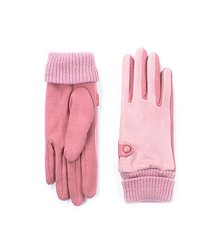 Дамски розови ръкавици с памук снимка