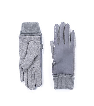 Дамски сиви ръкавици с памук снимка