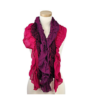 Нестандартен дамски памучен шал в розово и лилаво снимка