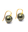 Позлатени дамски обеци с перли Swarovski в цвят маслина-0 снимка