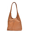 Дамска кожена чанта в цвят коняк Selena-0 снимка