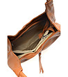 Дамска кожена чанта в цвят коняк Selena-3 снимка
