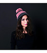 Unisex шапка в сиво и розово с плетена козирка-0 снимка