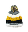 Дамска шапка с плетеници в сиво, бяло и жълто-0 снимка