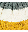 Дамска шапка с плетеници в сиво, бяло и жълто-2 снимка