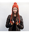 Дамска шапка ушанка в оранжево-0 снимка
