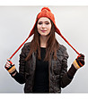 Дамска шапка ушанка в оранжево-2 снимка
