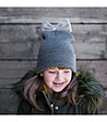 Детска сива шапка с панделка-0 снимка