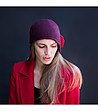 Вълнена дамска шапка в цвят циклама-0 снимка