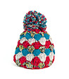Дамска многоцветна плетена шапка-0 снимка