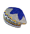Дамска шапка в сиво, синьо и жълто-0 снимка