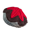 Дамска шапка в кафяво, червено и сиво-0 снимка