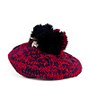 Плетена дамска шапка в меланж на червен нюанс-2 снимка
