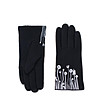 Черни дамски ръкавици с бели бродерии-0 снимка