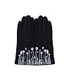 Черни дамски ръкавици с бели бродерии-1 снимка