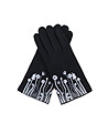 Черни дамски ръкавици с бели бродерии-2 снимка