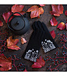 Черни дамски ръкавици с бели бродерии-3 снимка