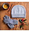 Дамски сиви ръкавици с памук-2 снимка