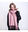 Розов дамски шал с ресни-0 снимка