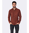 Мъжка памучна риза в меланж на цвят керемида Miguel-0 снимка
