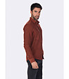 Мъжка памучна риза в меланж на цвят керемида Miguel-2 снимка