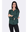 Памучна дамска риза в тъмнозелено Julina-2 снимка