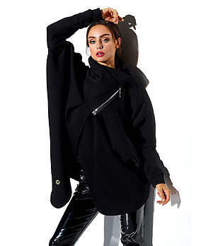 Дамска жилетка в черно с нестандартен дизайн Anika снимка
