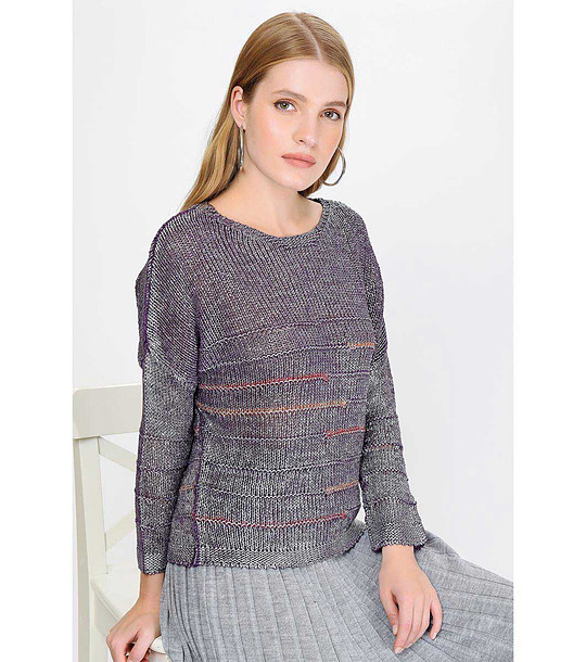 Дамски пуловер в лилаво и сребристо Mireille снимка