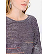 Дамски пуловер в лилаво и сребристо Mireille-3 снимка