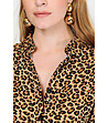Памучна рокля с леопардов принт в кафяво Sadie-4 снимка