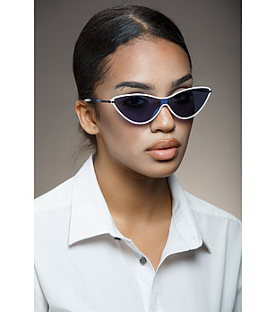Дамски слънчеви очила котешко око в тъмносиньо и бяло Silia снимка